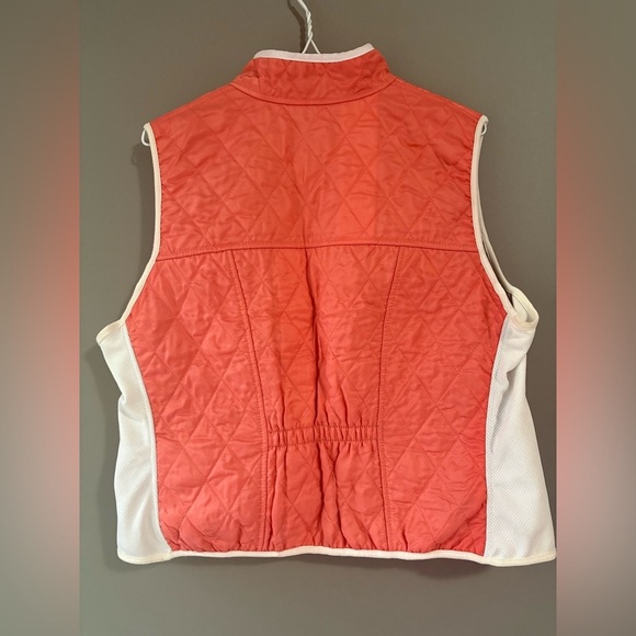 Harley-Davidson Thin Puffer Cooling Vest Logo Sz Large Coral Orange White - Picture 5 of 8